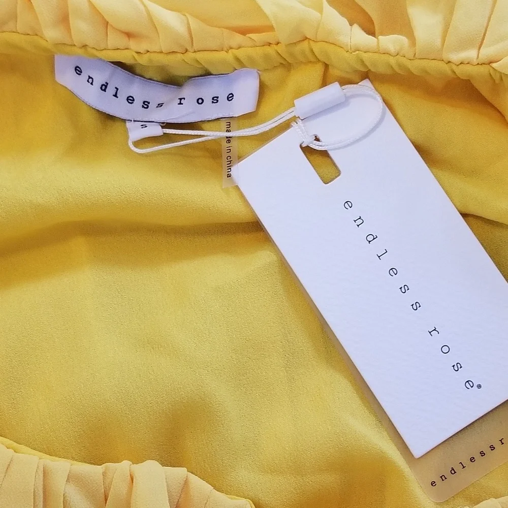 NWT Endless Rose Yellow Pleated One Shoulder Dress XS - Picture 6 of 8